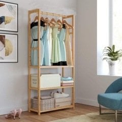 Ahşap Elbise Dolabı Açık Elbise Dolabı Gardrop