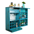 Ahşap Mavi Bar Dolabı Çok Amaçlı Dolap Alkol Dolabı