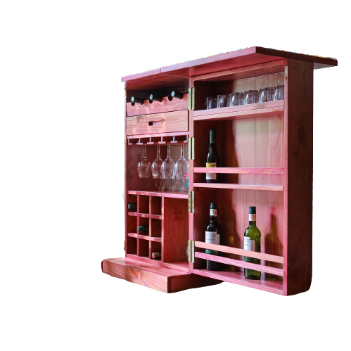 Ahşap Pembe Bar Dolabı Alkol Dolabı Içki Dolabı Çok Amaçlı Dolap