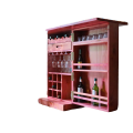 Ahşap Pembe Bar Dolabı Alkol Dolabı Içki Dolabı Çok Amaçlı Dolap