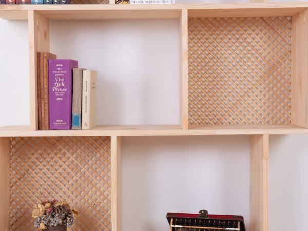 8 Bölmeli Ahşap Seperatör Detaylı Kitaplık