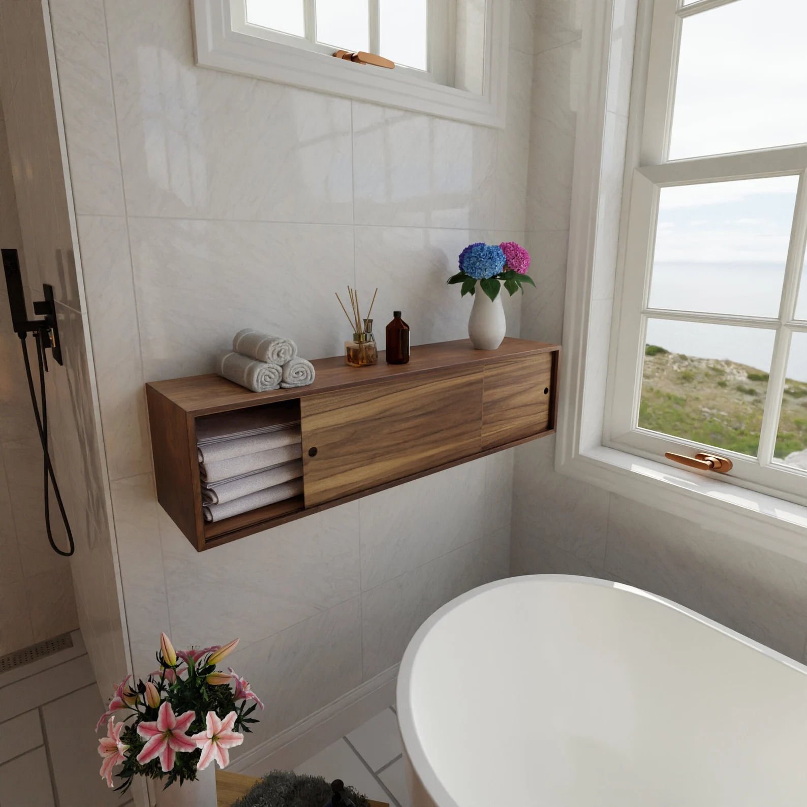 Duvara Monte Sürgülü Kapaklı Banyo Organizer