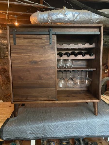 Rustik Sürgülü Kapaklı Bar Dolabı