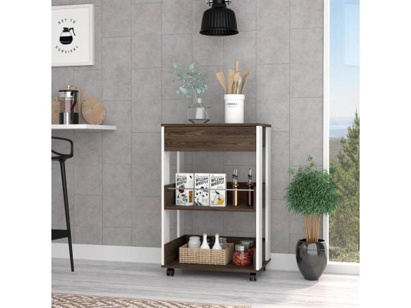 Modern Ahşap Tekerlekli Bar Dolabı - Şık ve Fonksiyonel
