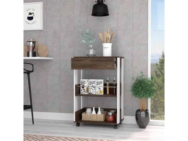 Modern Ahşap Tekerlekli Bar Dolabı - Şık ve Fonksiyonel