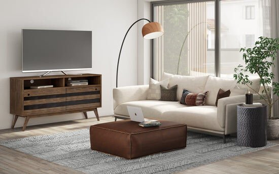 Koyu Ahşap Sürgülü Kapaklı TV Ünitesi