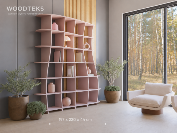 Woodteks Lora Dalga Formlu Geniş Kitaplık
