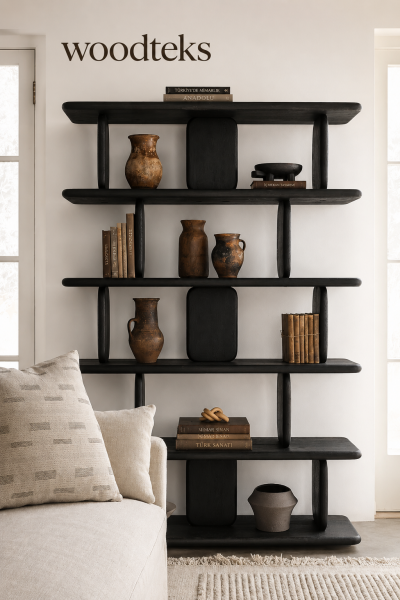 Raf Arası Kitaplık Dekoratif Ahşap Raf 122x36x175 cm | Woodteks