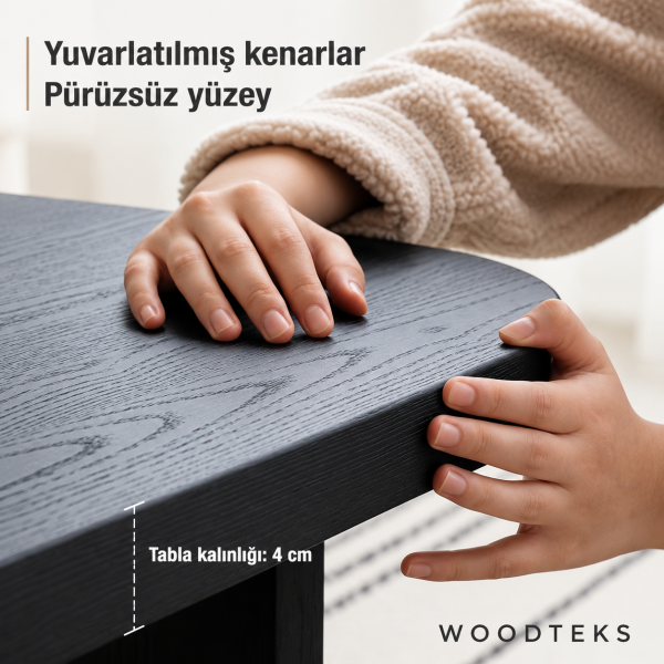 Woodteks Modena 2 Parçalı Modüler Orta Sehpa | Modern Siyah Orta Sehpa