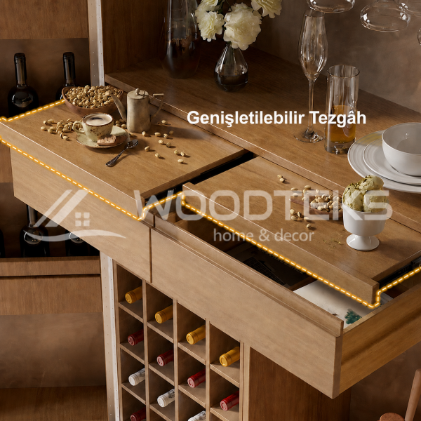 Woodteks Vinoza Çok Amaçlı Şarap Dolabı ve Bar Ünitesi