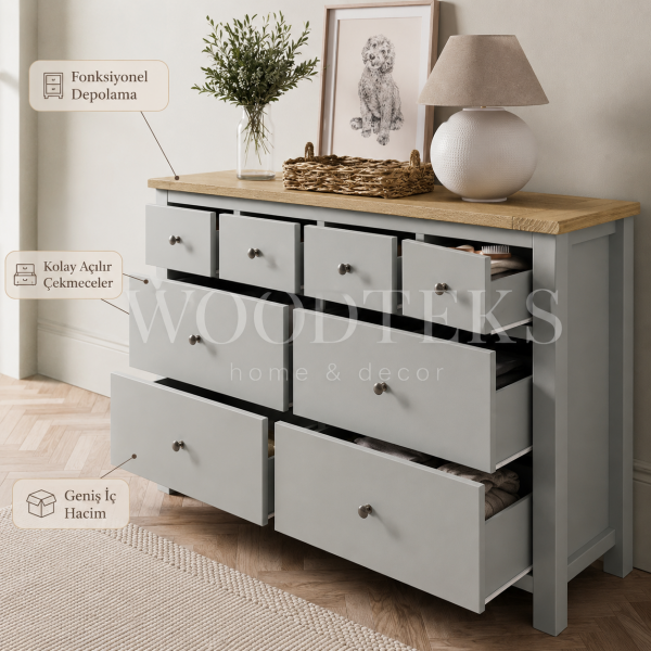 Woodteks Liora 8 Çekmeceli Konsol
