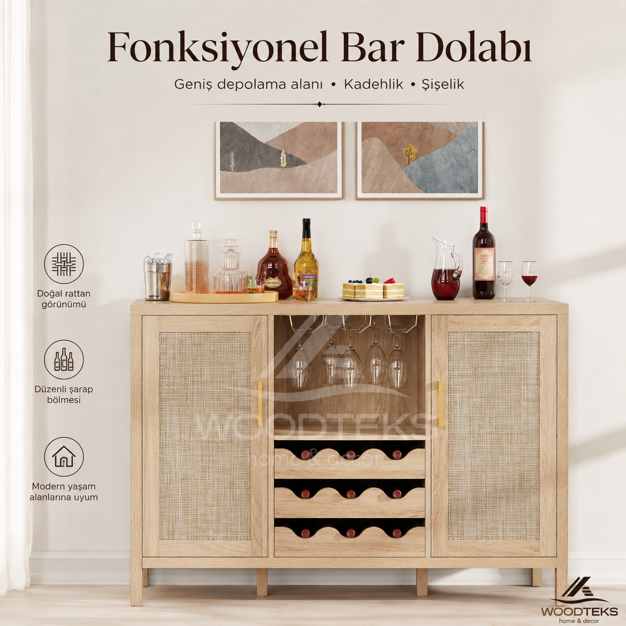 Liora Rattan Bar Konsolu