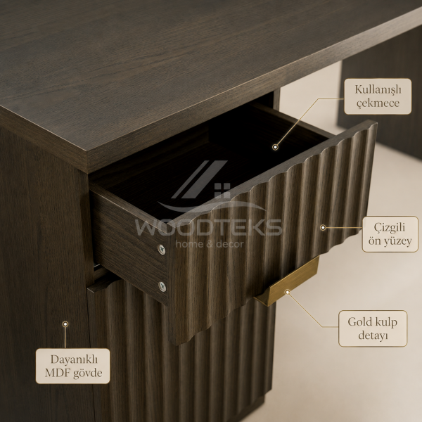 Lunora Çizgili Modern Çalışma Masası