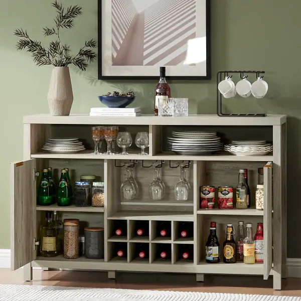 Verona Çok Amaçlı Servis Konsolu 130x39x83 cm MDF Gövde Çizgili Kapaklı Özel Üretim