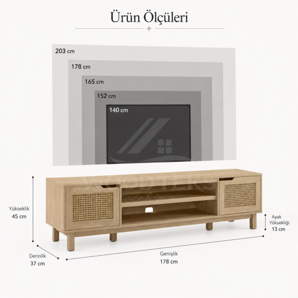 Woodteks Noma Rattan TV Sehpası